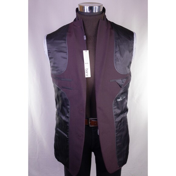 BAR III Blazer Burgundy Sz 40L Sport Coat Slim-Fit Solid Two Button Wool Blnd - Picture 10 of 14